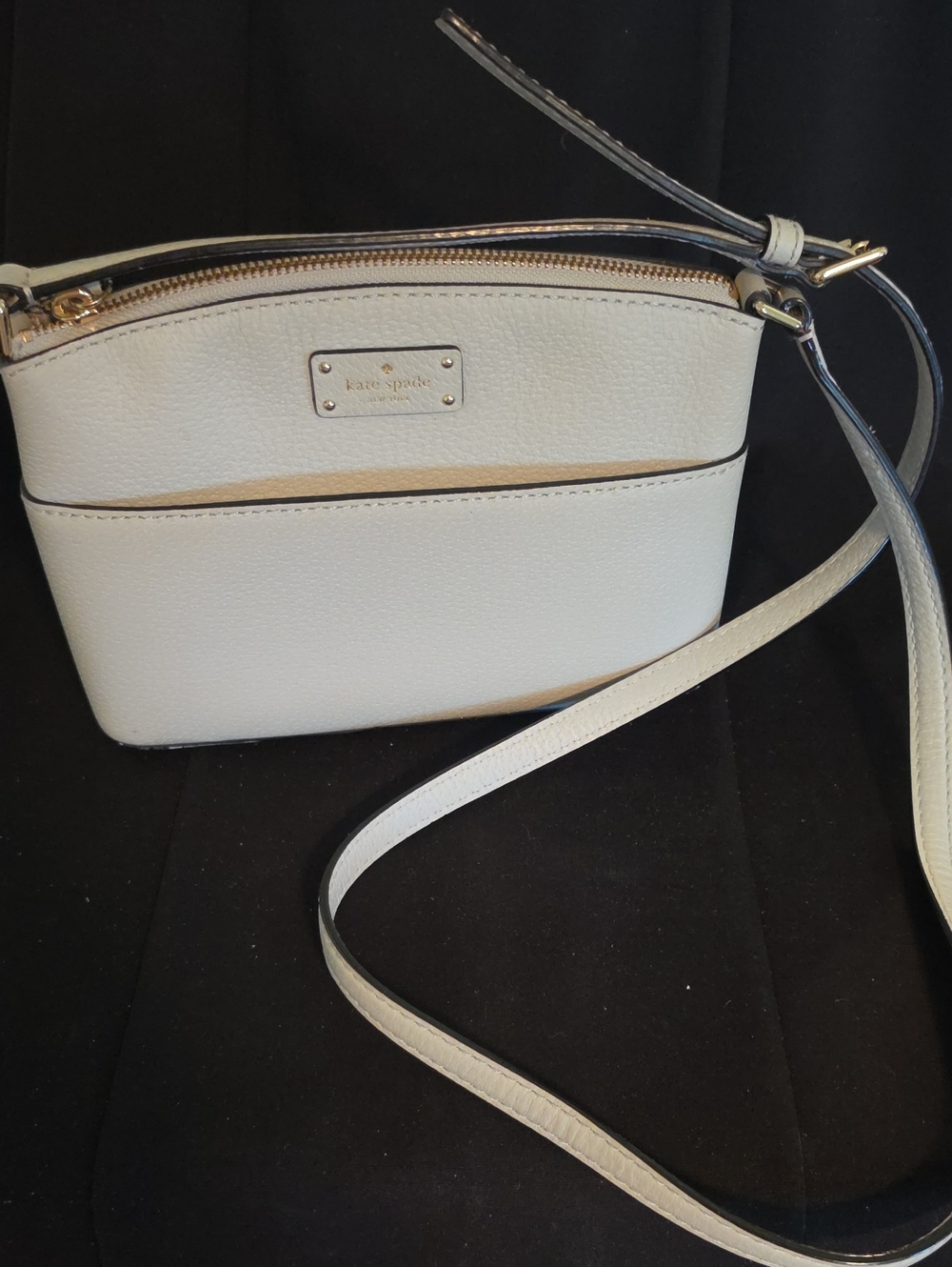 kate spade Cream Pebble Leather Crossbody with Gold Hardware